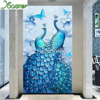 veľké DIY Diamond maľovanie modrá milovníkov pávy 5d Diamond Výšivky plné námestie kolo mozaiky Drahokamu Zvislý Dekor YY3446