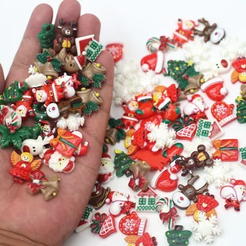 Vianočné Série Plochý Chrbát Živice Patch Vianočný Darček DIY Handmade Šperky, Doplnky, Svadobné Party Domova Dodávky 10pcs