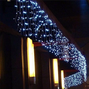 Vianočný Veniec LED Záves Cencúľ String Svetlo 220V 4,5 m 100Leds Krytý Drop LED Garden Party Stage Vonkajšie Ozdobné Svetlo