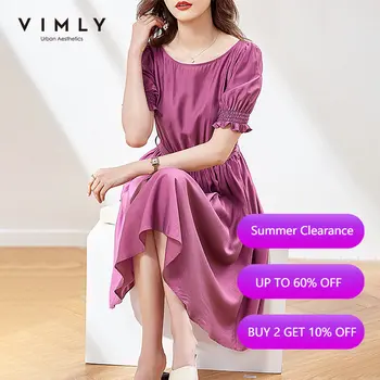 VIMLY Leto, Elegantné Šaty Pre Ženy 2021 Módne Lomka Krku Elastické Šaty Lístkového Rukáv Obväz Riadok Šaty Vestidos F7212
