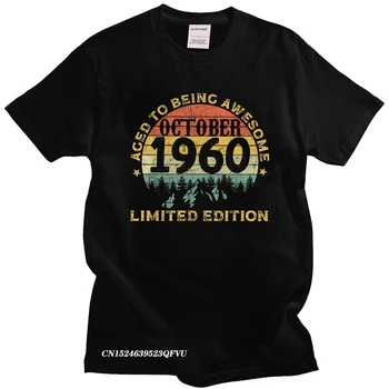 Vintage Legendy Úžasné Narodil V októbri roku 1960 vo Veku Tee pánske Nadrozmerné Tlače 60 Yeas Staré Narodeniny Bavlny Premium T-Shirt