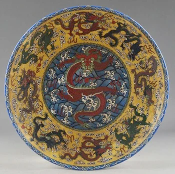 Vypracovať Čínska Klasická Zberateľská Staré Zdobený Porcelán Handwork Maľovanie Dragon Doska