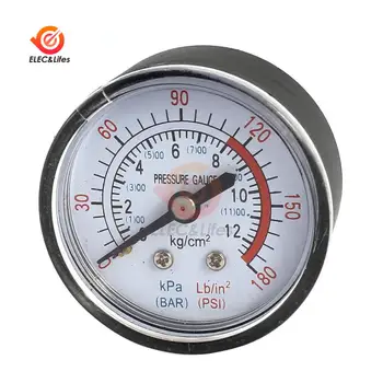 Vákuové Manometer Mini Dial Vzduchu Vákuum Kompresora tlakomer Meter 0-180 PSI 0~12 Bar Kovové priemerom Závitu 1/4 palca