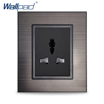Wallpad 3 Pin MF Zásuvky Čierna Nerez Panel na Stenu Elektrickej Zásuvky 10A AC 110~250V
