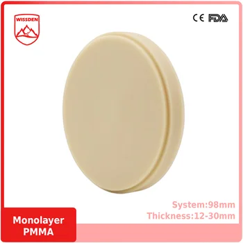 Wissden Monolayer PMMA Disk（5 Kusov）98,12-30 mm Zubné Laboratórium Materiálov Otvorený Systém CAD/CAM