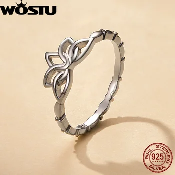 WOSTU 2019 Pôvodné 925 Sterling Silver Lotosový Kvet Prstene Pre Ženy Móda snubný Prsteň Luxusné Značky Šperky Najlepší Darček FNR018