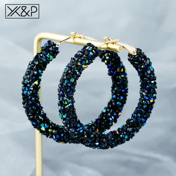 X&P Nové Módne Crystal Visieť Drop Kórejský Náušnice Pre Ženy, Ročník Rakúskeho Drahokamu Kolo Zlaté Náušnice Svadobné Šperky