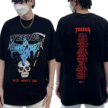 Yezzus Tour Reaper Lebky Kanye West T Shirt Mužov Hip Hop Cool Grafiky, Vintage T-shirt Streetwear Nadrozmerné Tričká Top Tees Muž
