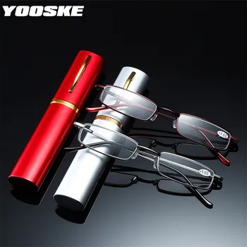 YOOSKE +1.5 2.0 2.5 Okuliare na Čítanie Ženy Muži Ultralight Prenosný Mini Ďalekozrakosť Okuliare Kovové Presbyopia s dioptrie plus