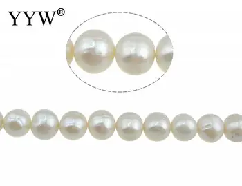 YYW Kvalitné 11-12mm 100% Prírodné Sladkovodné Perly Korálky white Pearl Kolo Voľné Korálky DIY Náhrdelník Bracelat Šperky Robiť