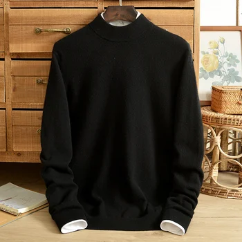 Zimné cashmere sveter pánske pol-vysoký golier teplý pulóver mládež farbou self-pestovanie base pletenie bežné sveter