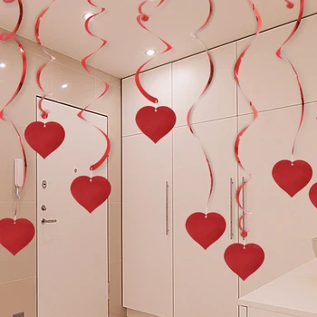 Červené Srdce Stropu Visí Vírivá Dekorácie DIY Svadobné Party valentínske Ozdoby Izba Domov Baby Sprcha Dekor Dodanie Garland