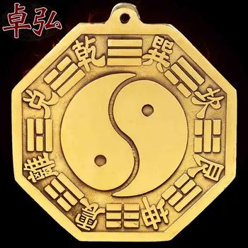 Čistej medi päť-prvok Bagua zrkadlo Jin a Jang Taiji zrkadlo prívesok Domov Feng Shui ozdoby Mesta domu šťastie.