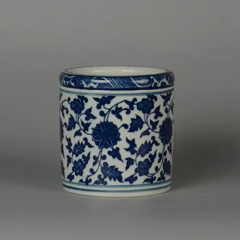 Čínsky Handwork Starý Porcelán Modré A Biele Porcelánové Maľovanie Kvetov Brush Pot