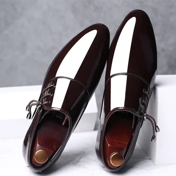 Šaty, Topánky Mužov Oxford Patent Kožené pánske Šaty Topánky Business Obuv Muži Oxford Koža