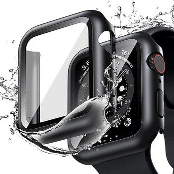 Škubnutí Sklo+Kryt Pre Apple Hodinky prípade 8 7 6 SE 5 3 iWatch Accessorie Screen Protector Apple hodinky serie 45mm 41mm 44 mm 42mm