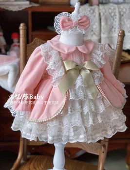 Španielsky Baby Šaty pre Deti Lolita Kawaii Šaty Dievča Narodeninovej Party guľové Šaty Dieťa Princezná Zahustiť Vestidos