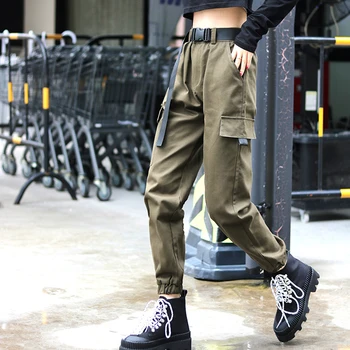 Ženy Streetwear Módy Cargo Nohavice Army Zelená Členok Dĺžka Joggers Žena Voľné Nohavice Bežné Plus Veľkosť Kórejský Štýl Nohavice