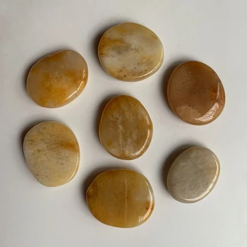 Žltá Jade Kameň Jaspis Palm Kamene Nastaviť Palmstone Čakra Liečenie Duchovných Crystal Home Office Tabuľka Dekor 7pcs