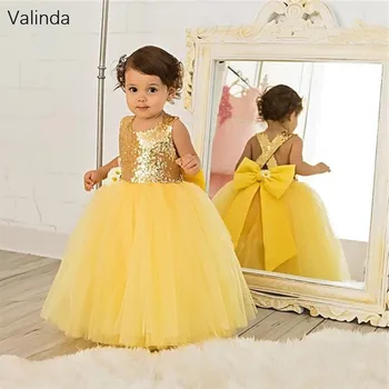 Žltá sučka Sprievod Šaty na Narodeninovej Party Formálne plesové Šaty, Batoľa Couture